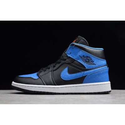 Nike Air Jordan 1 Mid Kraliyet Mavisi Siyah / Mavi / Turuncu Basketbol Ayakkabısı Türkiye - 2GQ5WNL6